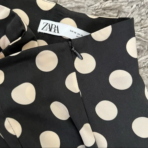 ZARA Polka Dot High Waist Satin Pants, XS - Picture 7 of 10